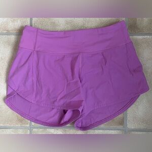 LULULEMON ATTACK THE TRACK SHORT 4" ENCHANTED IRIS ZIPPER POUCH SIZE 4 TALL